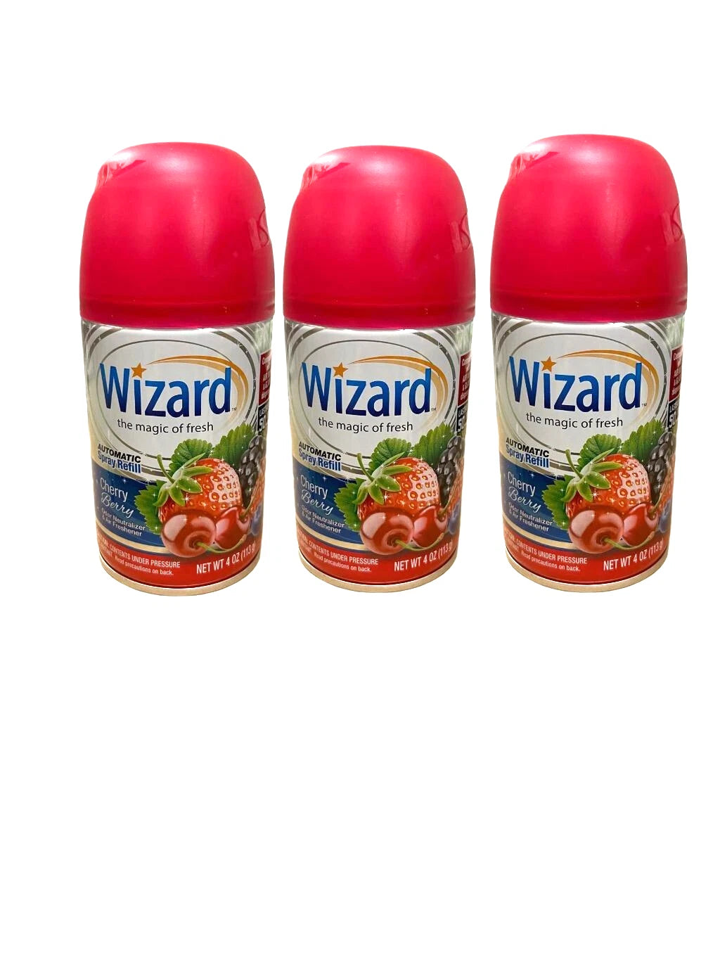 Wizard • Automatic Spray Refill • CHERRY BERRY (4 oz) • BUNDLE of 3 PK