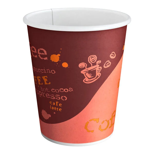 10 oz. Coffee Print Poly Paper Hot Cup - 1,000/Case