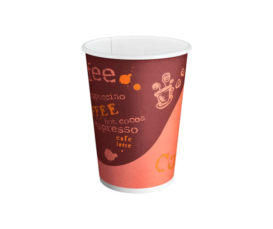 12 oz Disposable Paper Cups Coffee Bean Design for Cold/Hot Drinking 50-500 Pack