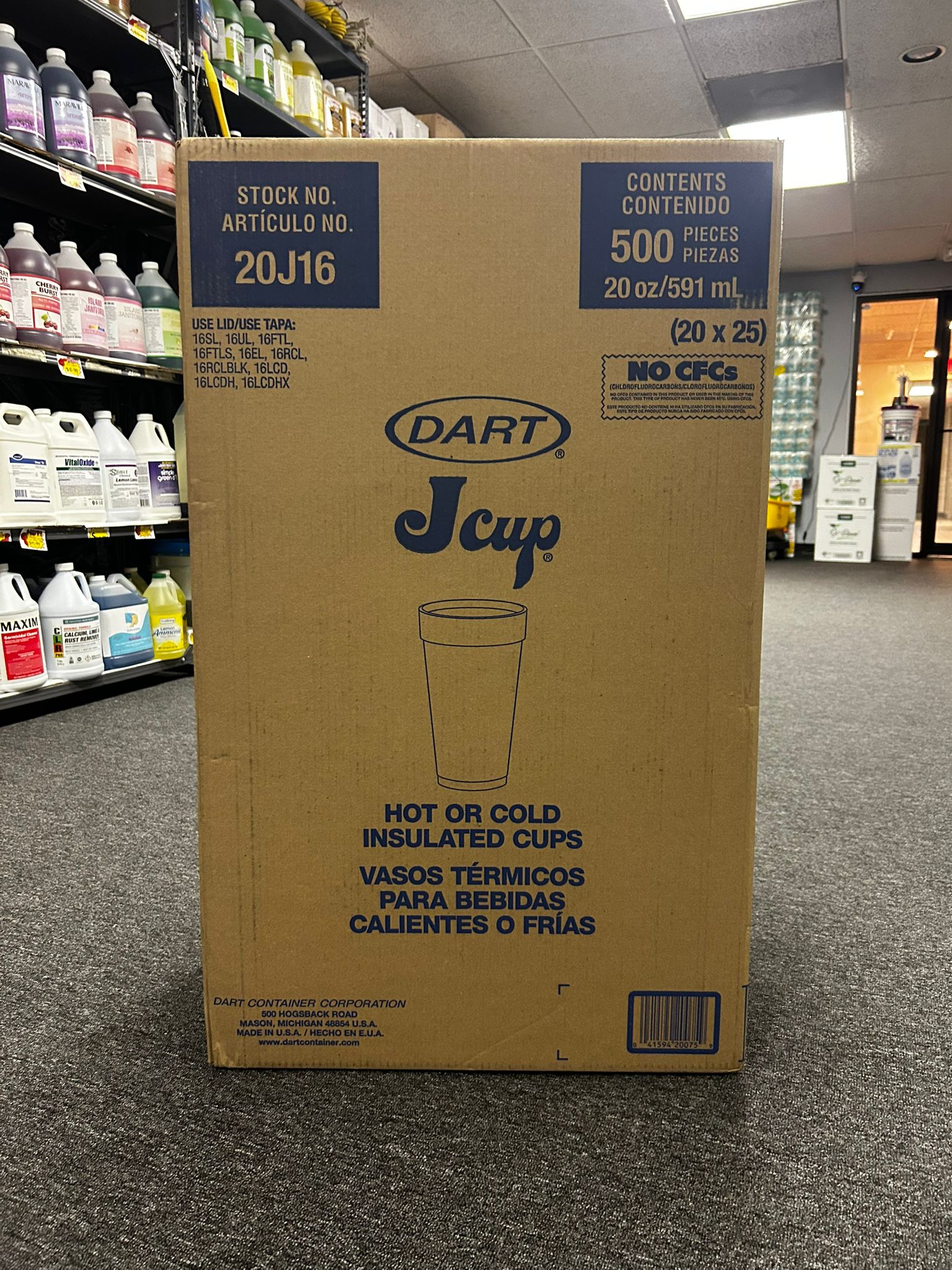 20 OZ Dart Foam Drink Cups,White, 500/Carton