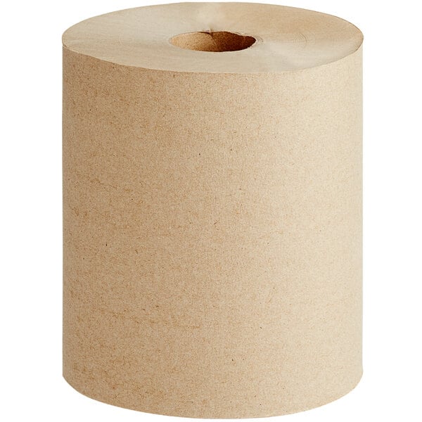 8" Natural Kraft Hardwound Paper Towel, 800 Feet / Roll - 6/Case
