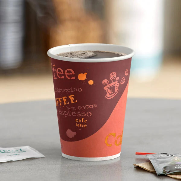 12 oz Disposable Paper Cups Coffee Bean Design for Cold/Hot Drinking 50-500 Pack