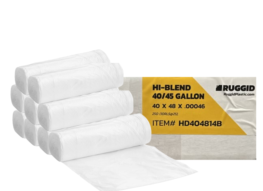 40x48 Janitorial Clear Can Liner / Trash Bag 45 Gal  - 250/Case
