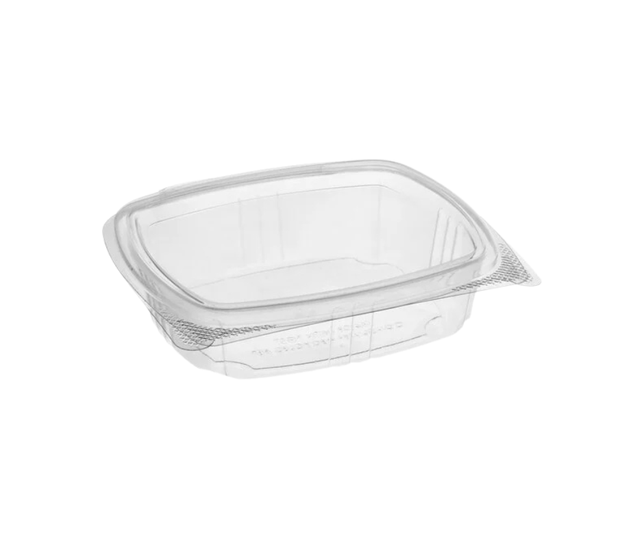 Clear Recycled PET Hinged Deli Container - 200/Case