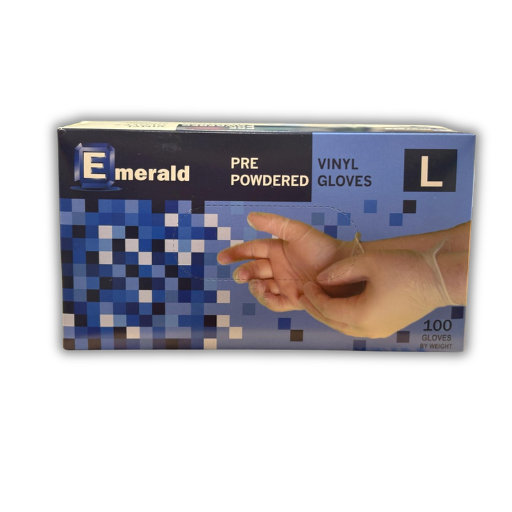 Emerald Shannon Pre-Powdered Medium Vinyl Gloves