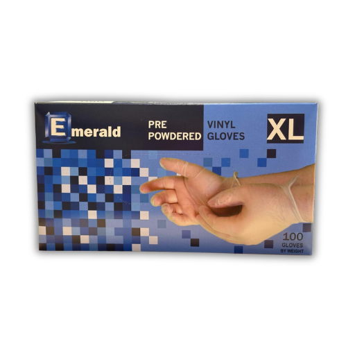 Emerald Shannon Pre-Powdered X-Large Vinyl Gloves – 4 Mil