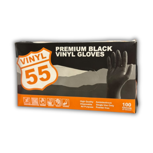 Emerald Vinyl 55 Powder-Free Black Medium Vinyl Gloves