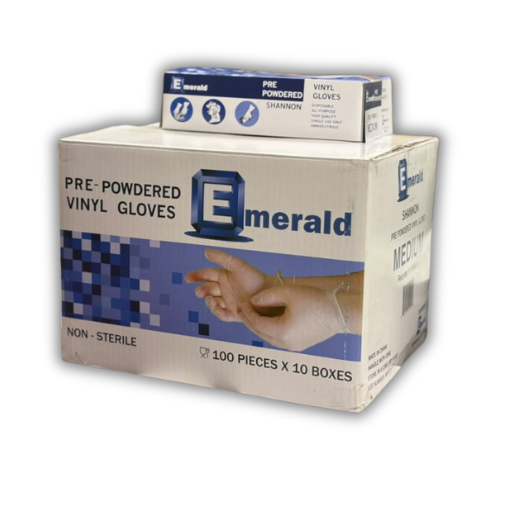 Emerald Shannon Pre-Powdered Medium Vinyl Gloves