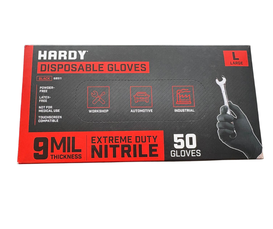 HARDY 9 mil Nitrile Powder-Free Gloves L