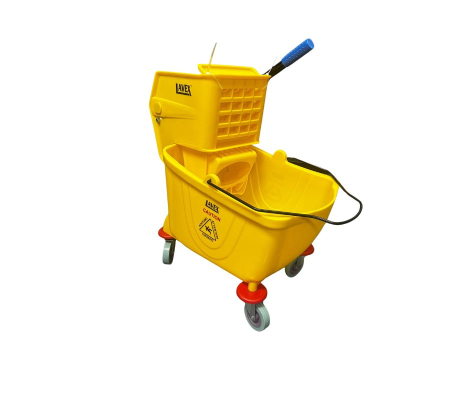 Mop Bucket with Side-Press Wringer, 26 qt, Yellow