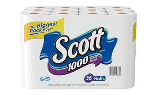 SCOTT ROLL BATH TISSUE 36/1000 SHEETS