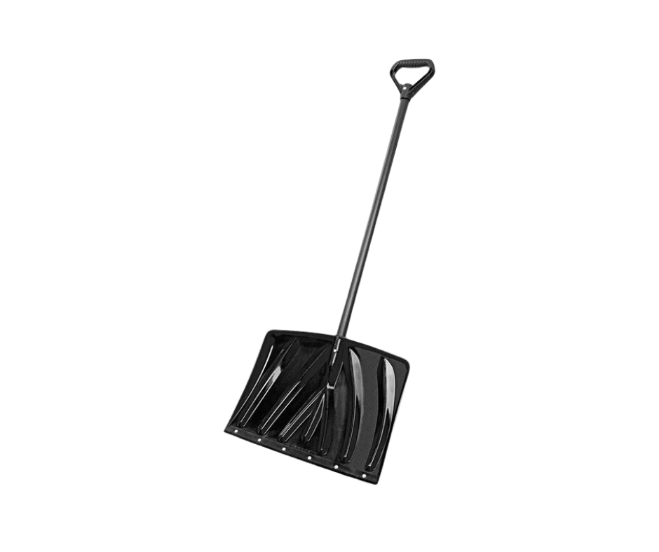 18" Steel Core Snow Shovel with Flat Blade, Wear Strip, and D-Grip Handle
