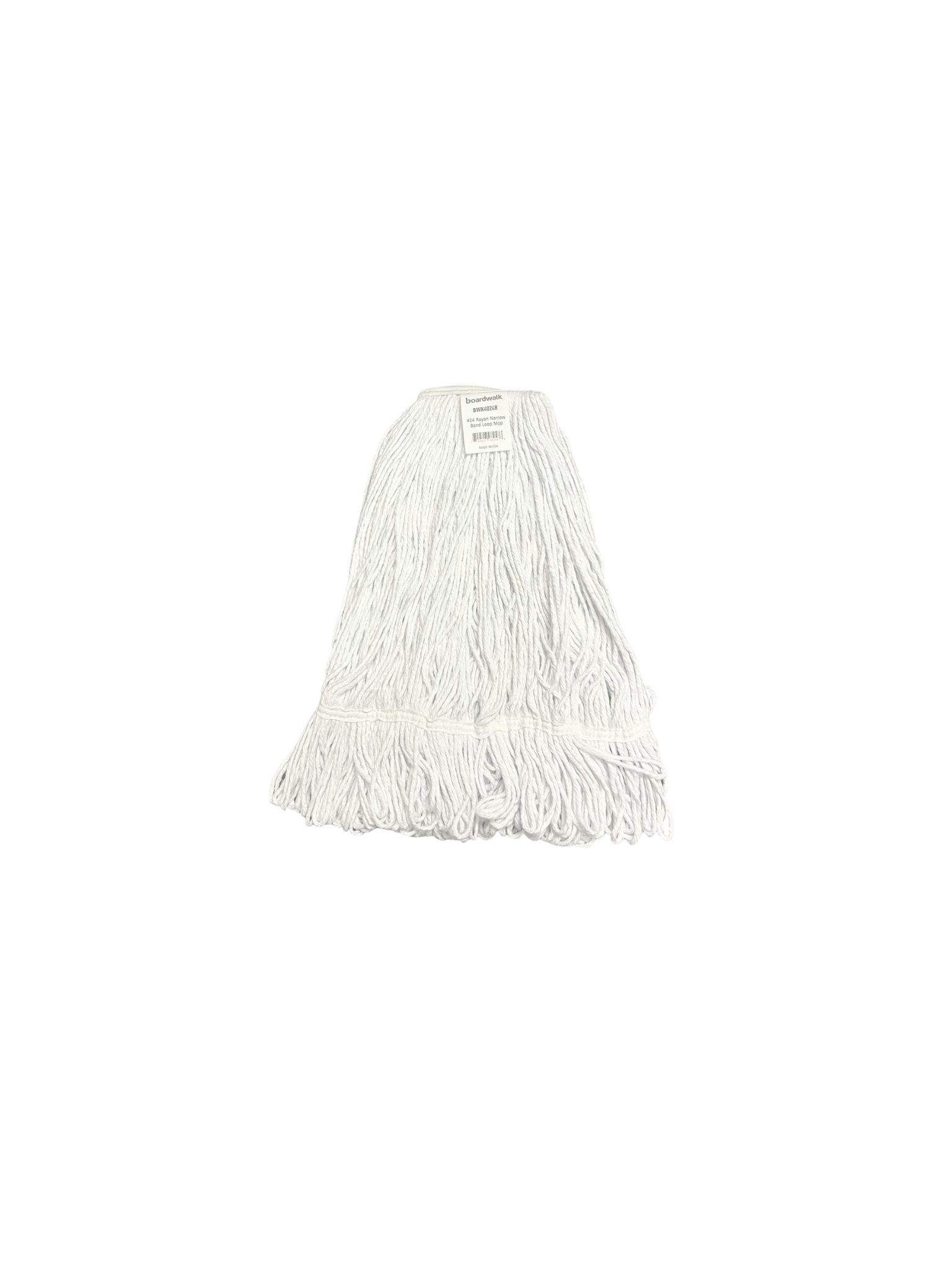 Finish Mop Boardwalk Pro Loop Web/Tailband Wet Mop Head, Rayon, 24 Size, White.