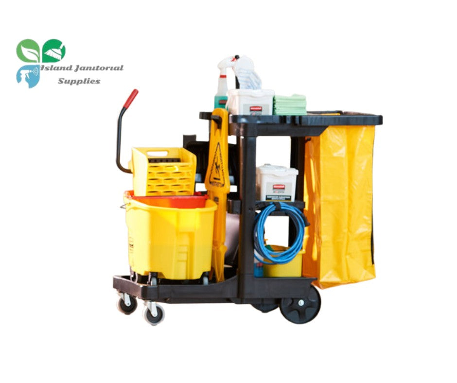 Janitor Cart Kit with Yellow Bag, , and Lid