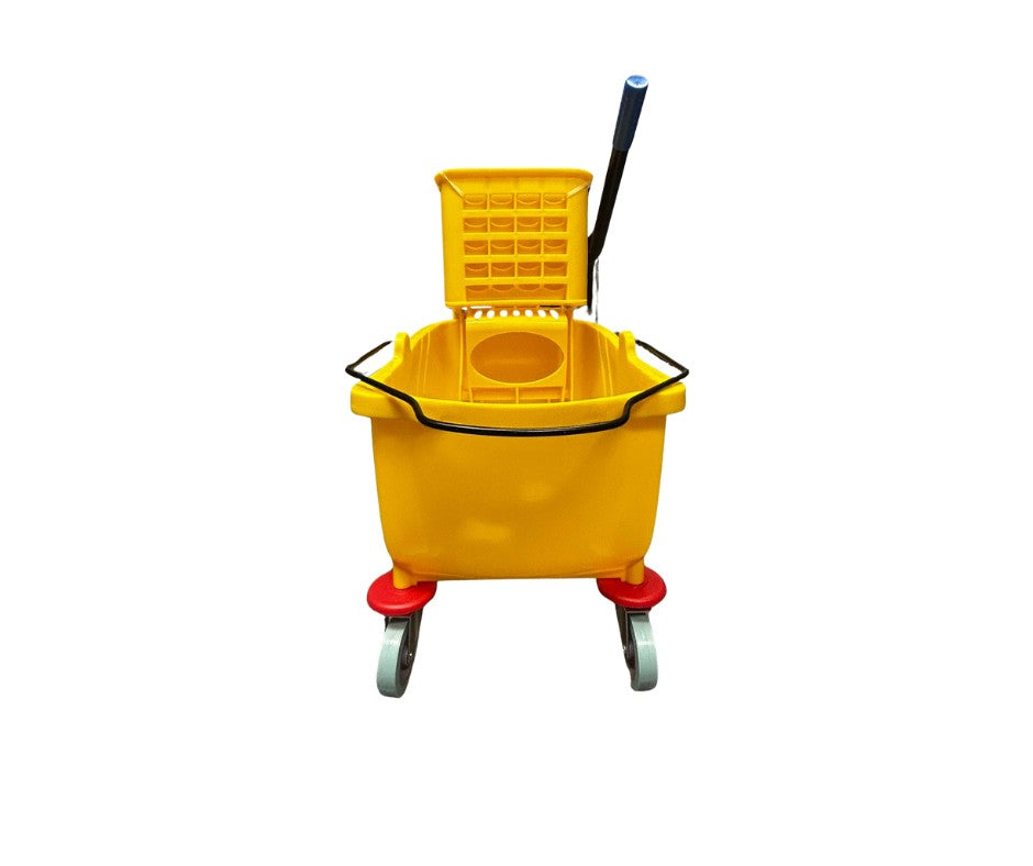 Mop Bucket with Side-Press Wringer, 26 qt, Yellow