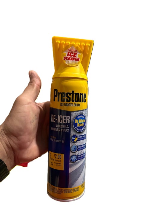 1 Pack-PRESTONE Windshield De-Icer-Spray Canister (17 oz.) Built In Ice Scraper