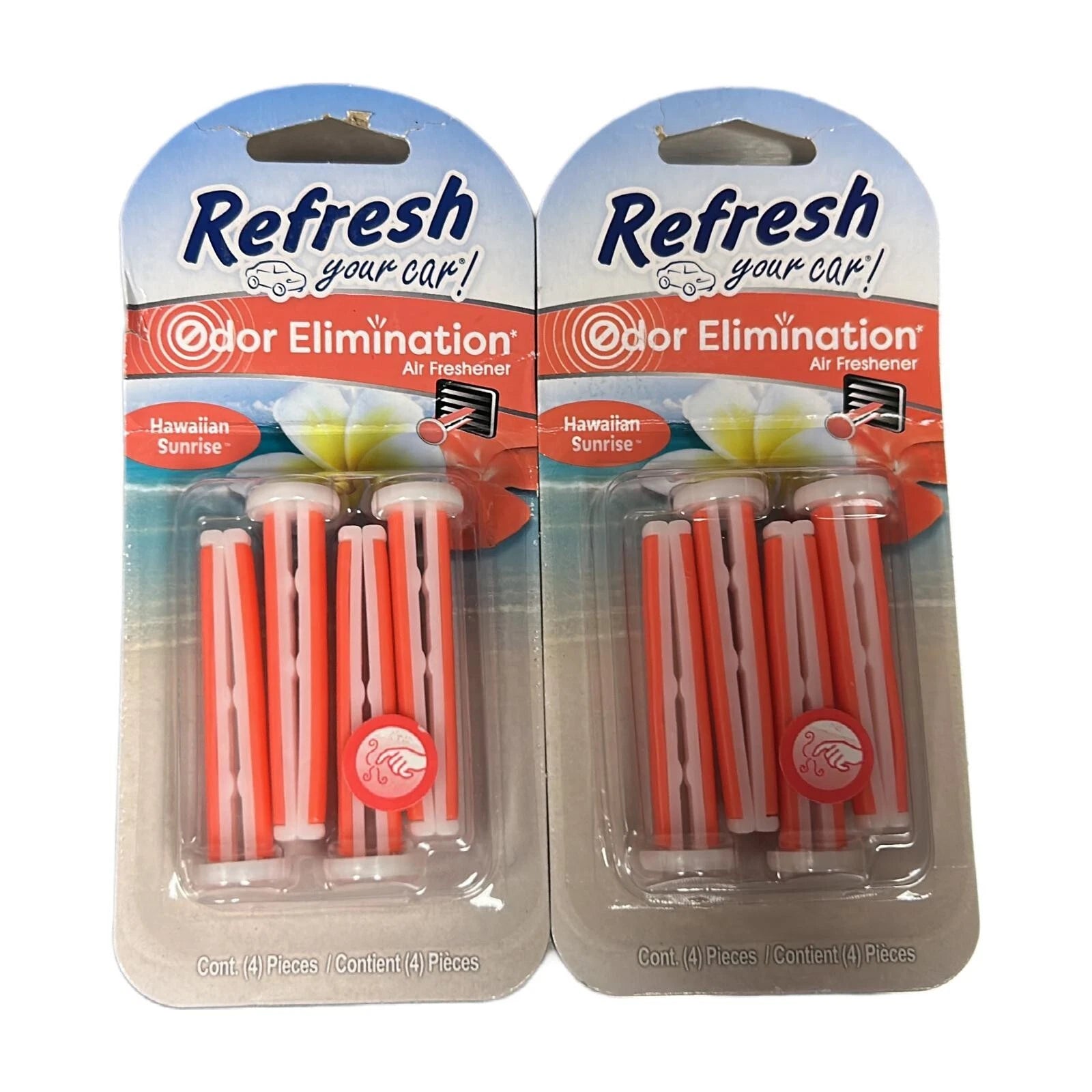 2 PACK Refresh Your Car Odor Eliminating Hawaiian Sunrise New Sealed