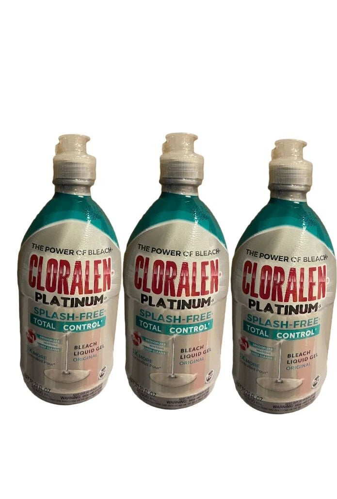 Cloralen Platinum Splash-Free Bleach Liquid Gel 20.29 Oz. 3 X Lemon Bottles