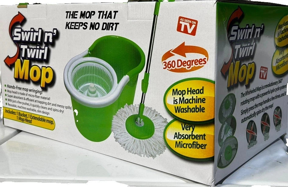 Spin Mop And Bucket With Wringer Set, 360 Swirl N Twirl Mop