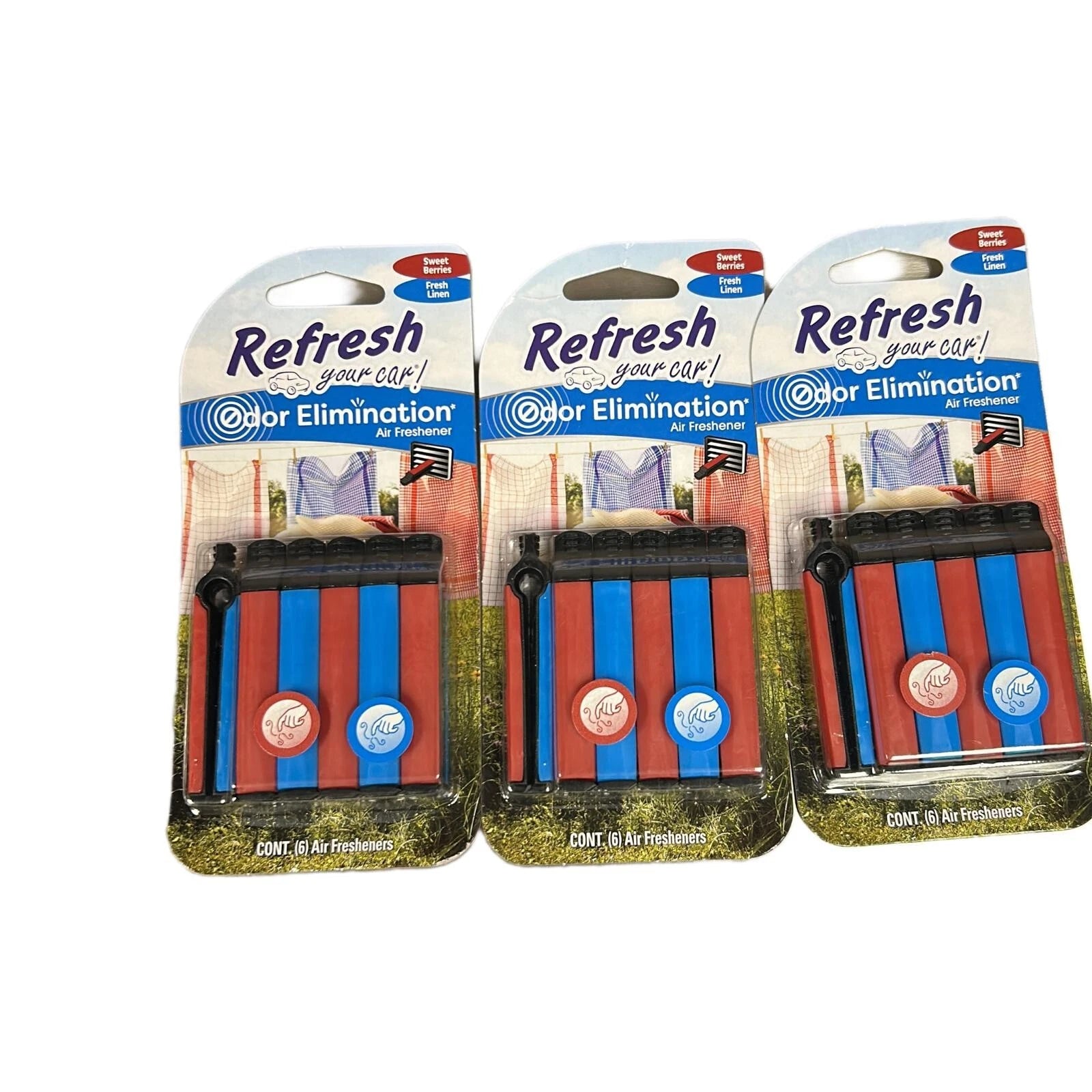 Refresh Your Car! Car Air Freshener Vent Sticks 6-count, 3/ Pack