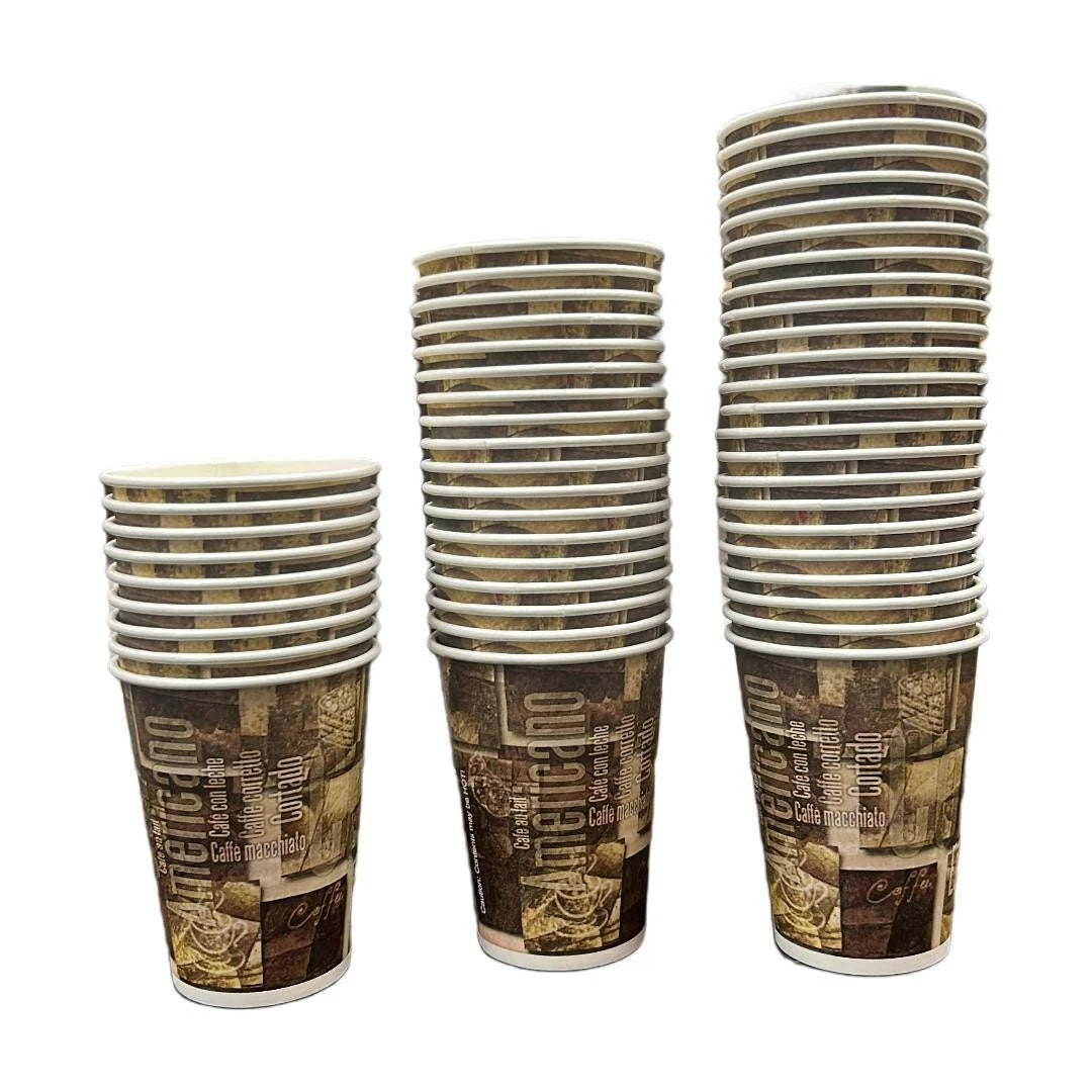 12 oz Disposable Paper Cups Coffee Bean Design for Cold/Hot Drinking 50-500 Pack