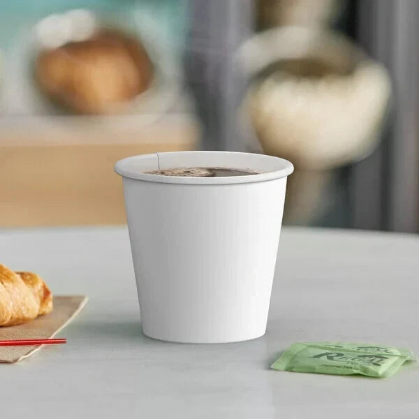 8 oz Paper White Coffee Cups for Hot & Cold Drinks Disposable Hot Beverage 50pcs