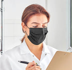 50 Pcs Medical Grade Black Disposable Face Mask 3 Ply Earloop Mouth Cover