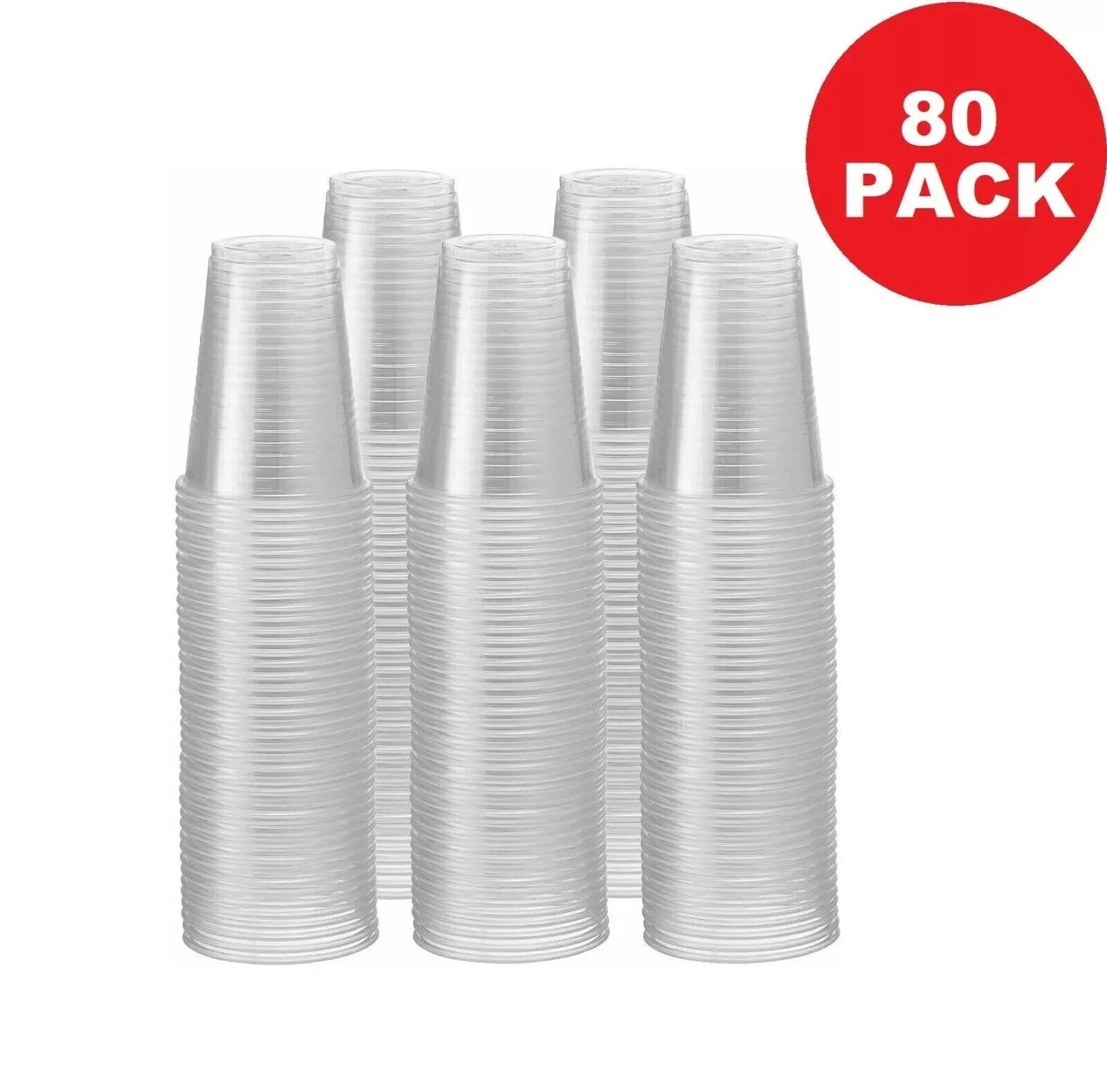 80 Pack 9 oz Disposable Clear Plastic Drinking Cups For Events, Party, Picnic