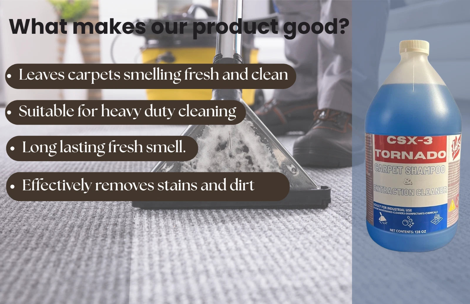 CSX-3 Extractor Carpet Cleaner Shampoo for Machine Use - Upholstery Cleaner.