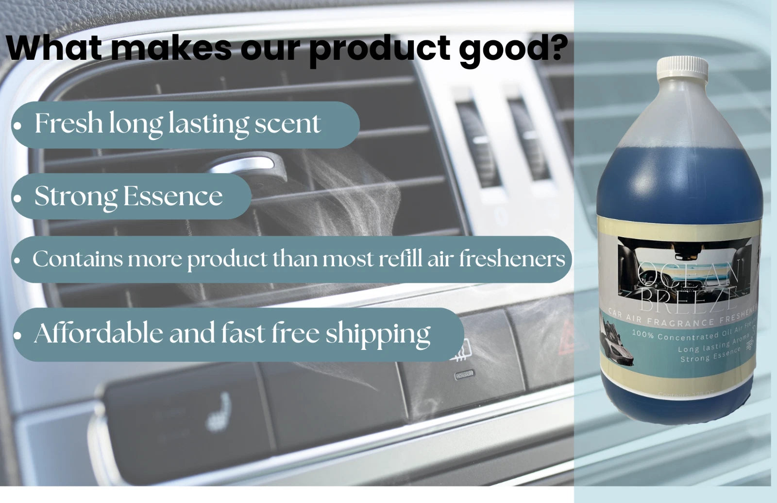 Ocean Breeze Scent Air Freshener Odor Eliminator Car Fragrance 1 GALLON US