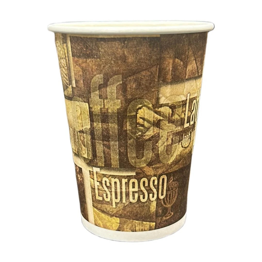12 oz Disposable Paper Cups Coffee Bean Design for Cold/Hot Drinking 50-500 Pack
