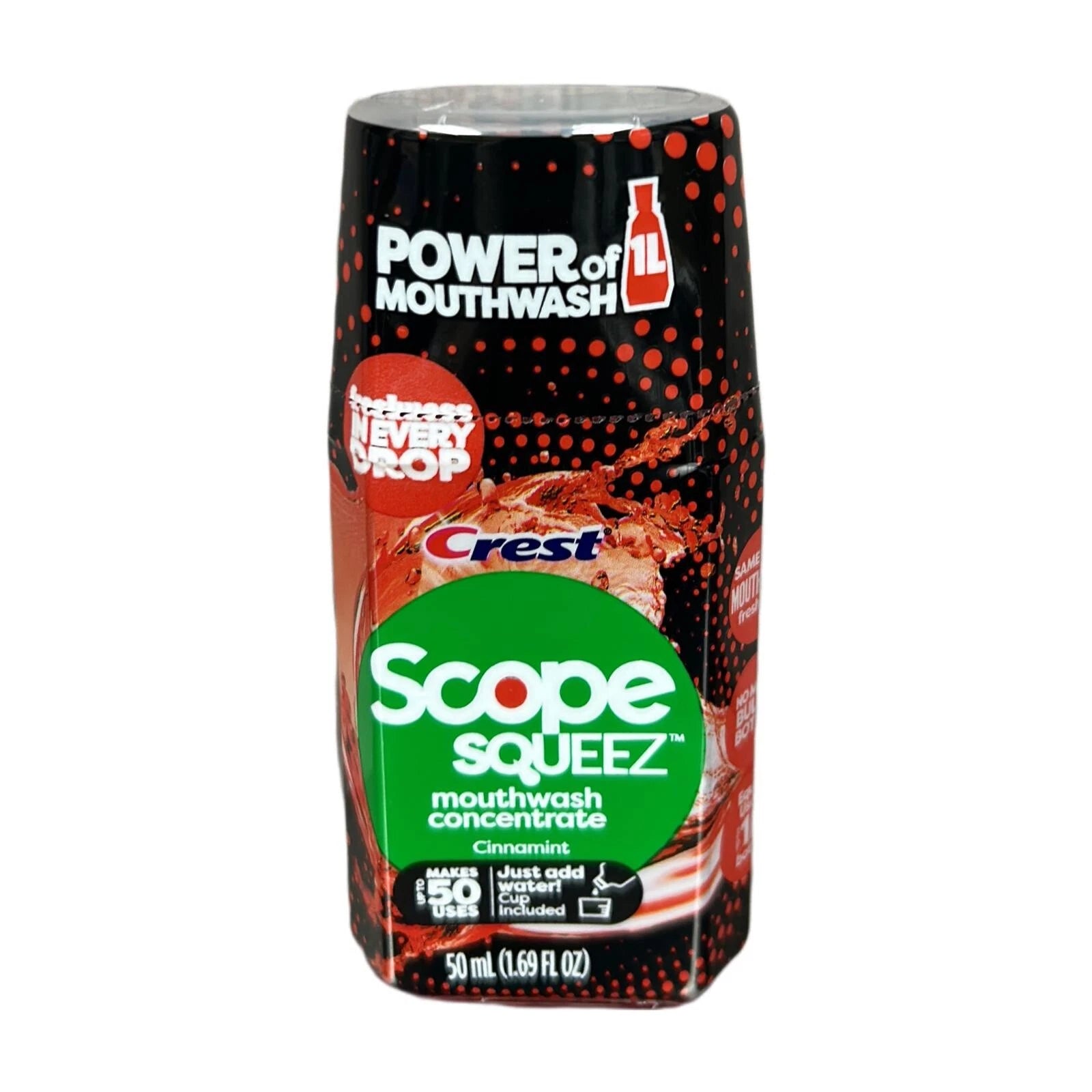 Scope Squeez Mouthwash Concentrate, Cinnamint, 50mL Bottle 1.69OZ New 2/pack