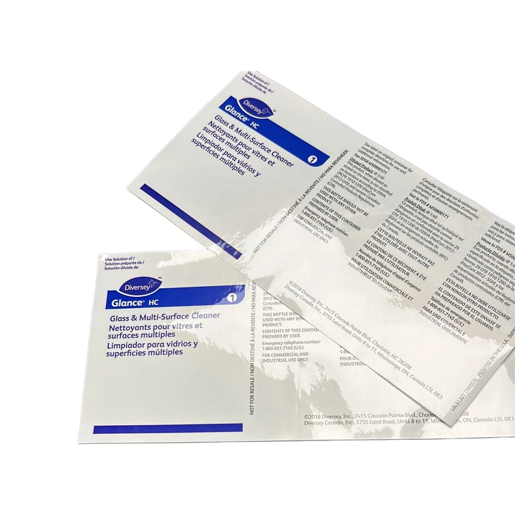 Diversey Glance Hc bottle labels 2 pack LABELS ONLY-NO BOTTLES INCLUDED